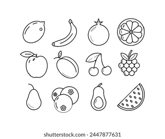 fruit black outline on a white background