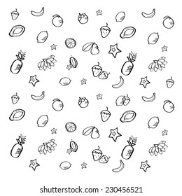 fruit black and white set