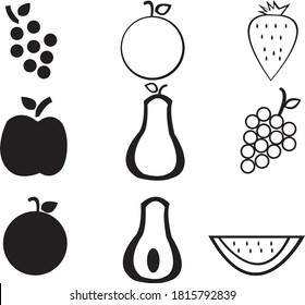 Fruit black and white version vector