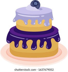Fruit blueberry cake isolated on white
