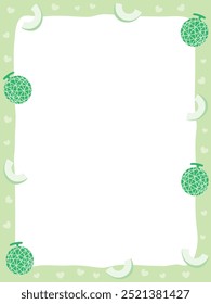 Fruit border background illustration decorated with melon and hearts