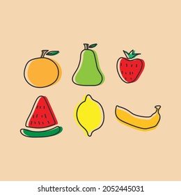 fruit botanical hand drawn vector set design