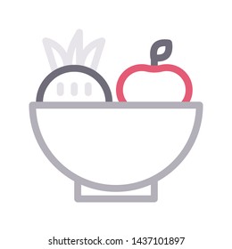 fruit bowl color line vector icon