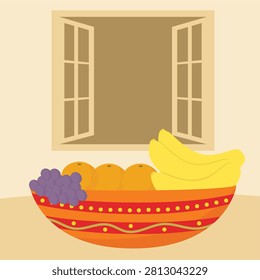 Fruit Bowl In Front of Open Window