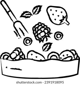 Fruit bowl hand drawn vector illustration
