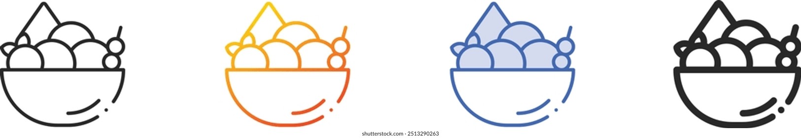 fruit bowl icon.Thin Linear, Gradient, Blue Stroke and bold Style Design Isolated On White Background