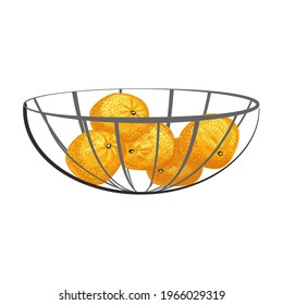 Fruit bowl with oranges. Vector stock illustration. Colored. Isolated on a white background.
