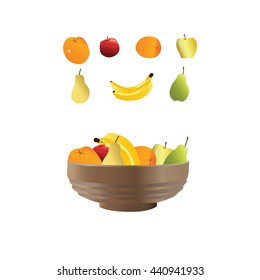 fruit bowl vector illustration on white background