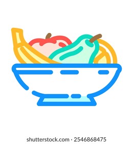 fruit bowl vegan food color icon vector. fruit bowl vegan food sign. isolated symbol illustration