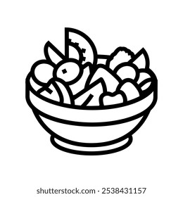 fruit bowl vegan food line icon vector. fruit bowl vegan food sign. isolated contour symbol black illustration