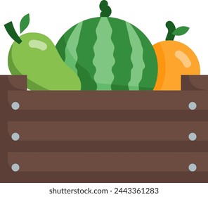 Fruit box icon in flat style with a farming theme