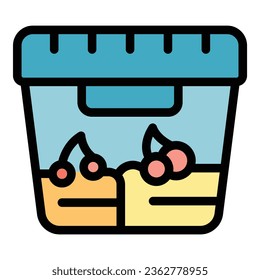 Fruit box icon outline vector. Meal food. Kid snack color flat