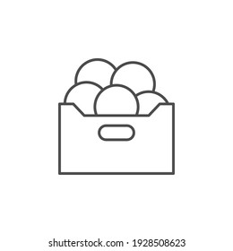 Icono de esquema de línea de caja de frutos