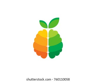 Fruit Brain Icon Logo Design Element