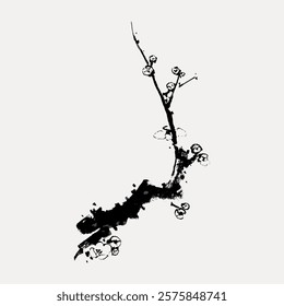 Hokusai’s fruit branch, illustration isolated on white, vector. Vintage famous artwork by Hokusai, old Japanese art illustration vector.