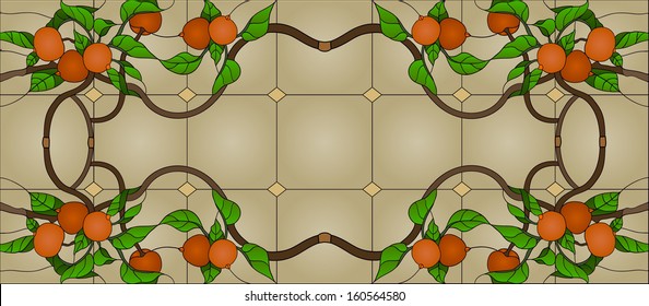 Fruit branch, stained glass window