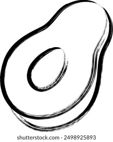 Fruit brush-drawn single icon avocado