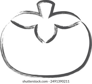 Fruit brush-drawn single illustration persimmon