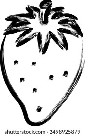 Fruit brush-drawn single item icon strawberry