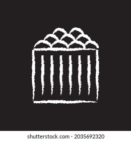 Fruit bucket Icon design, white chalk. Draw a picture on the blackboard.