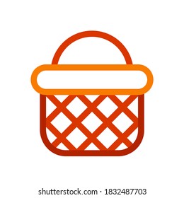 Fruit bucket vector illustration in line art style. Basket concept icon isolated on white background