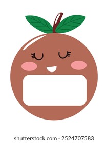 Fruit caartoon character on book label sticker design