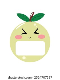 Fruit caartoon character on book label sticker design