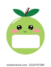 Fruit caartoon character on book label sticker design