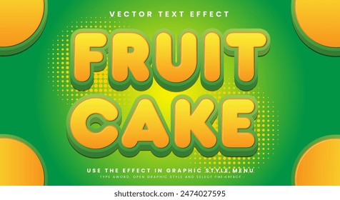 Fruit Cake 3d editable text effect Template suitable for fresh fruit theme