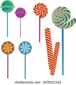 fruit cake decorated with lollipops