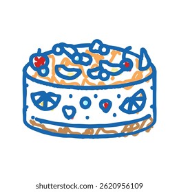 fruit cake food dessert doodle icon sketch vector. fruit cake food dessert sign. isolated symbol illustration
