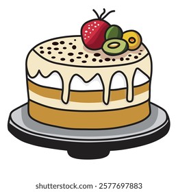 Fruit Cake Food Ilustration Art Cartoon