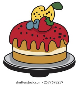 Fruit Cake Food Ilustration Art Cartoon