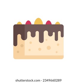 Fruit cake icon flat vector. Sweet cream. Pastry cupcake isolated