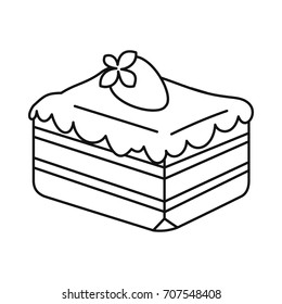 Fruit cake icon in outline style vector illustration for design and web isolated on white background. Fruit cake vector object for labels and advertising