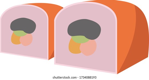 Fruit cake, illustration, vector on white background