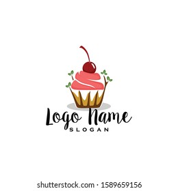 Fruit cake shop logo vector. Creative and fun concept design of bakery house store icon. Flat modern, pop art vintage look. Apply to web site, mobile phone apps, market brand, front of wall decoration