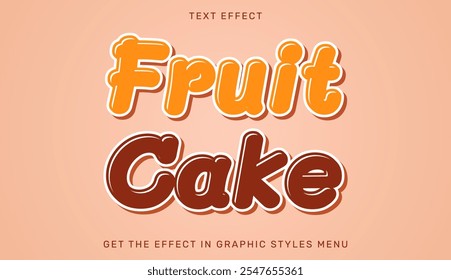 Modelo de efeito de texto de bolo de frutas no design 3d
