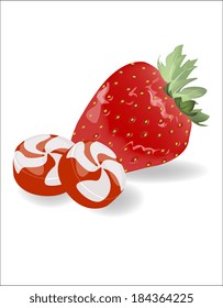Fruit candies on a white background 