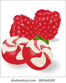 Fruit candies on a white background 