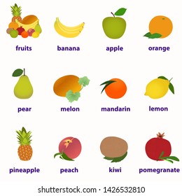 Fruit Cards Learning English Stock Vector (Royalty Free) 1426532810 ...