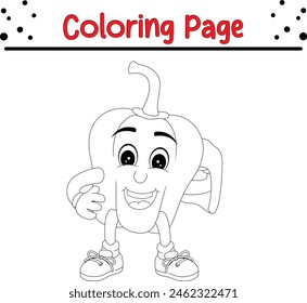 fruit cartoon character coloring page. coloring book for kids.