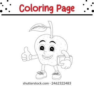 fruit cartoon character coloring page. coloring book for kids.