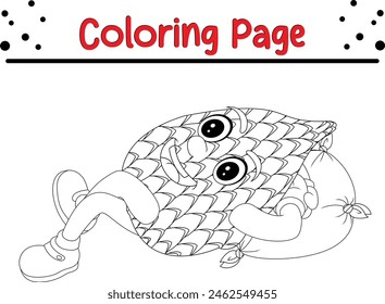 Fruit cartoon character coloring page. coloring book for kids.