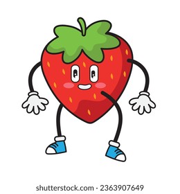 fruit cartoon character strawberry icon isolated