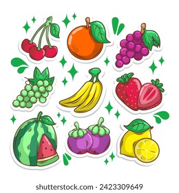 Fruit cartoon collection set. hand draw illustration art