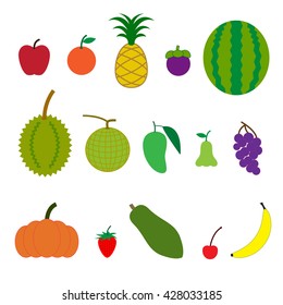 Fruit Cartoon Flat Style Icon Vector Illustration