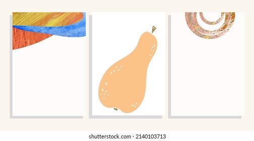 fruit cartoon flat  vector cover background set