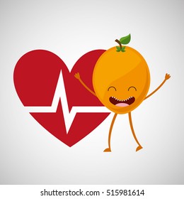 fruit cartoon heart healthy icon vector illustration eps 10