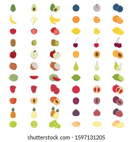 Fruit cartoon icon set. Vector.